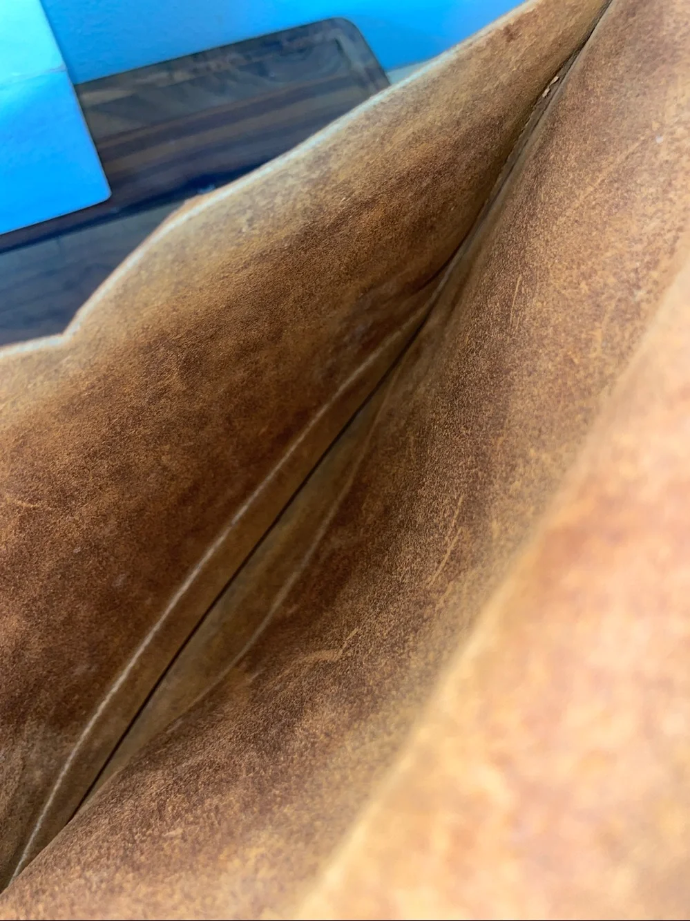 Brown Distressed Leather Clutch Bag Envelope Western Boho Minimalist Purse Case